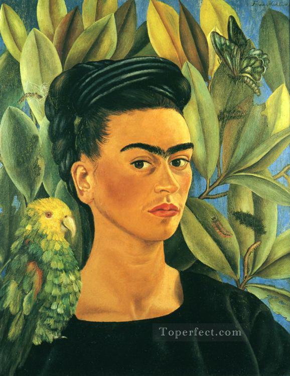 Self Portrait with Bonito feminism Frida Kahlo Oil Paintings